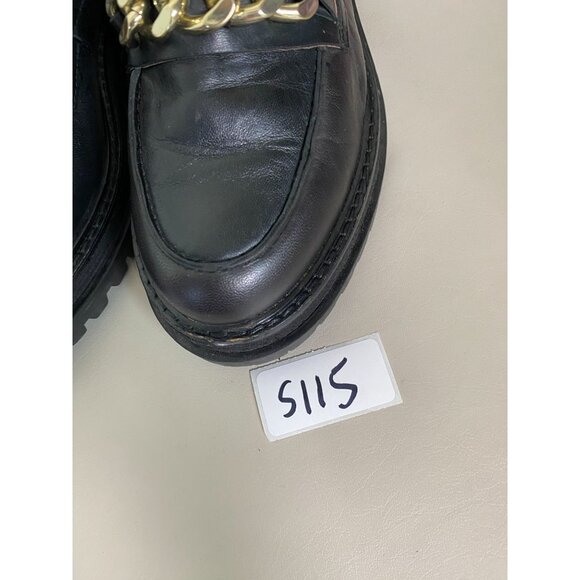 Crevo Francine Black Leather Chunky Loafers Womens 7 Lug Sole Academia Platform - Picture 10 of 16